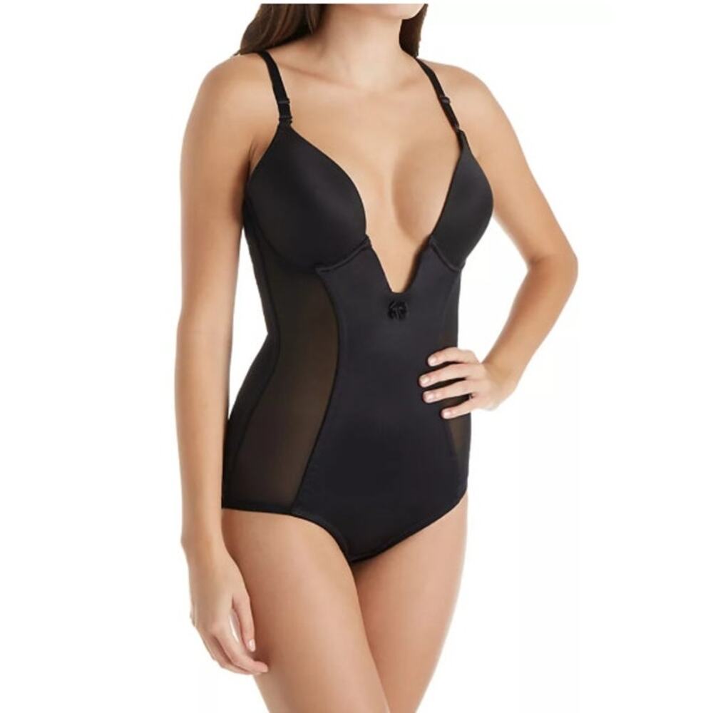 New NWT Va Bien Ultra Lift Plunge Satin Panel‎ Bodysuit Size 38D